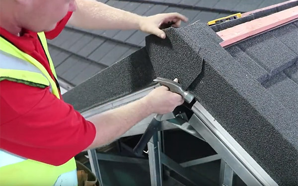 How to tile a roof with lightweight metal roof tiles: Ridge End Cap